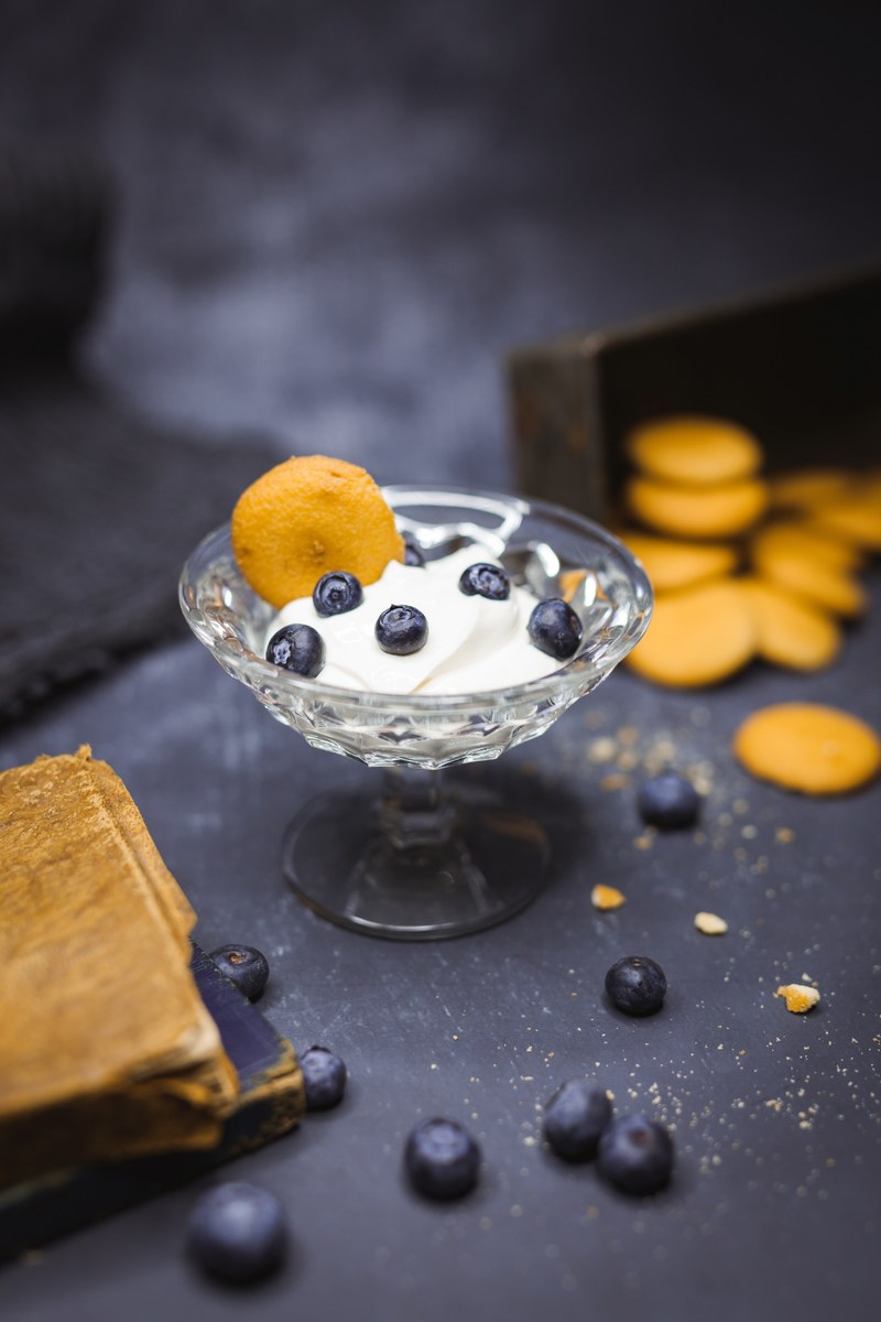 dessert blueberry yogurt and glass hd, 4k