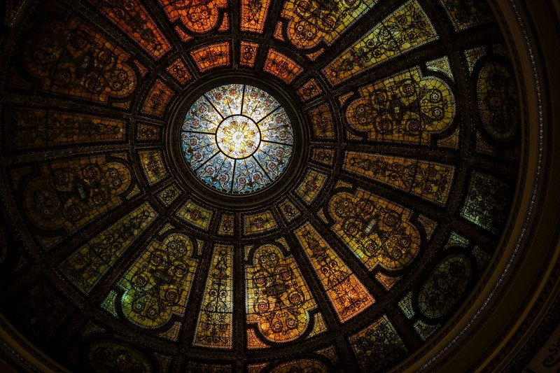 architecture stained glass ceiling and roof 4k