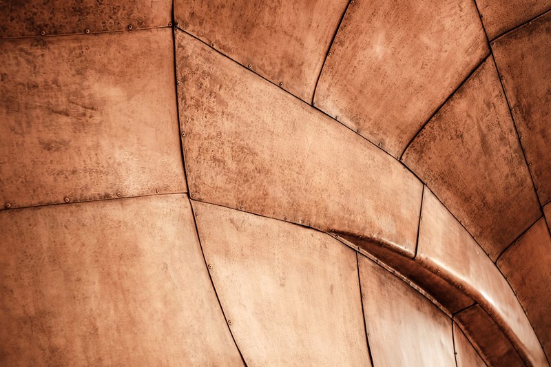 rusty brown sheets in a building facade, rusty brown facade 4k