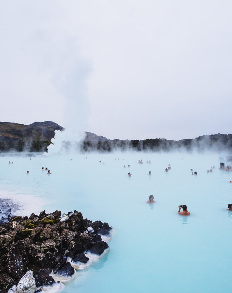 steam swimming hot spring and person hd, 4k
