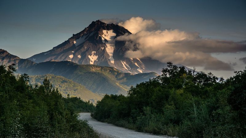 mountains, road, bushes, nature, 4k