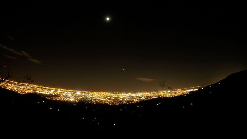 night, city, sky, buildings, 4k