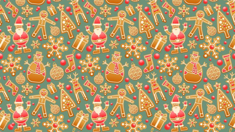 christmas, new year, gingerbread, snowman, santa claus, 4k