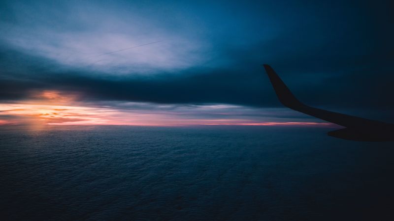wing of the plane, sky, flight, 4k