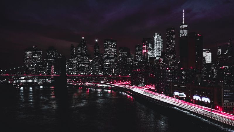 new york, usa, night, skyscrapers, 4k