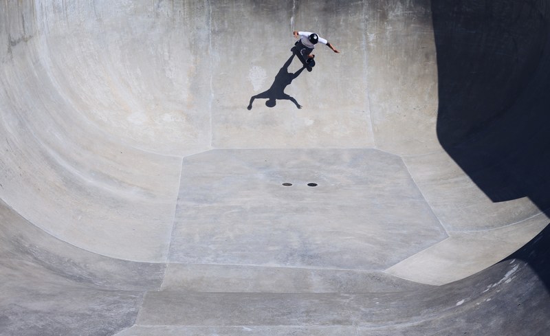 bowl skateboard skateboarder and skatepark 4k