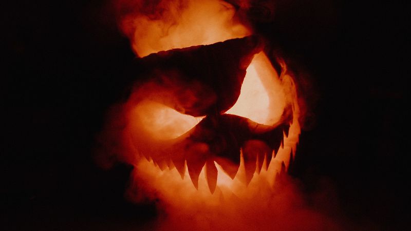 halloween, pumpkin, smoke, 4k