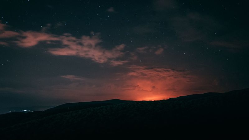 night, starry sky, horizon, 4k