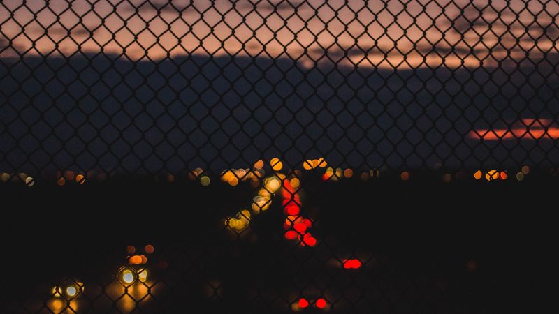 grid, glare, night, 4k