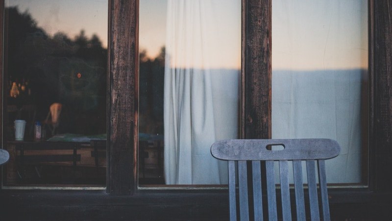 porch window chair and reflection 4k