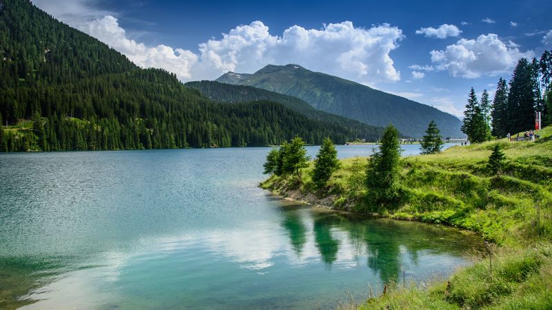 nature, lake, mountains, forest, 4k