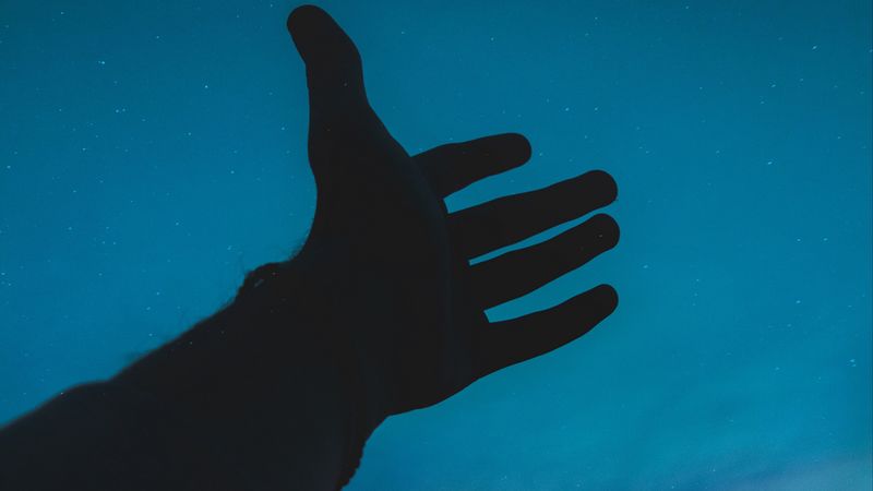 hand, sky, silhouette, 4k