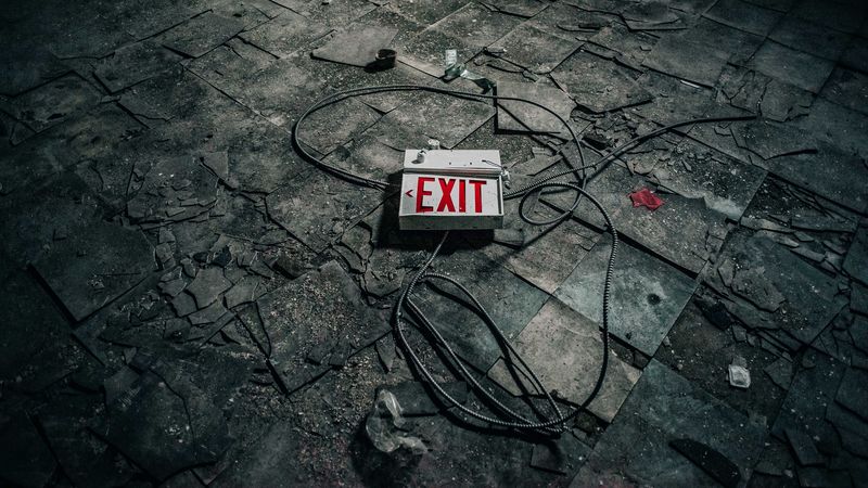 exit, apparatus, broken, wires, 4k