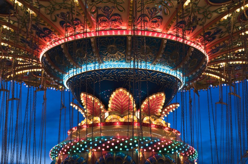 carnival twilight amusement ride and light 4k