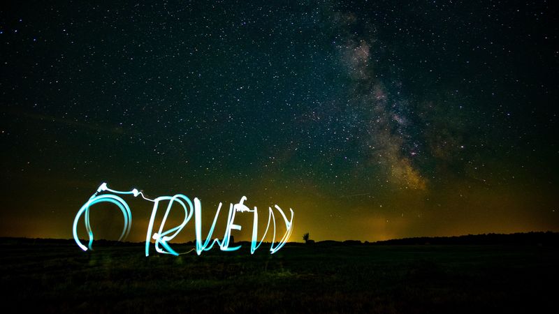 starry sky, inscription, light, 4k