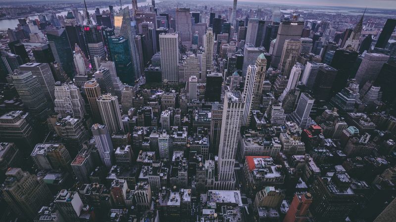 new york, usa, skyscrapers, top view, 4k