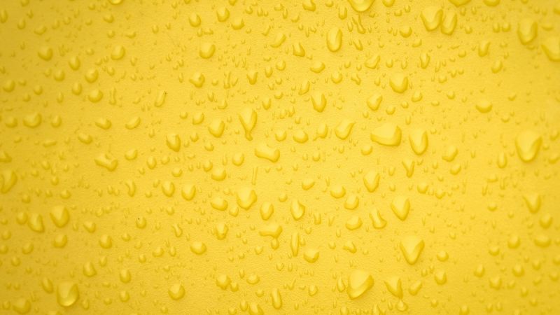 drops, surface, yellow, 4k