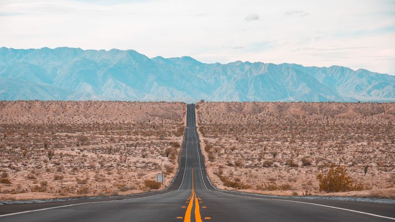 road, marking, mountains, horizon, direction, 4k