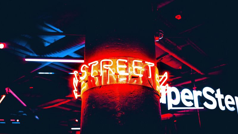inscription, neon, backlight, pillar, 4k
