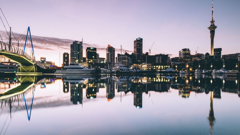 auckland, new zealand, port, yachts, buildings, 4k