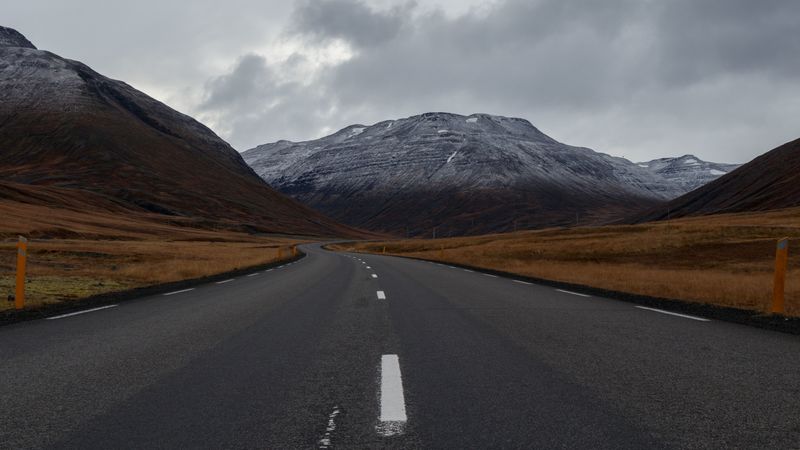 road, mountains, marking, 4k