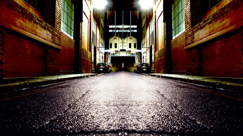 perspective brick car and symmetry 4k