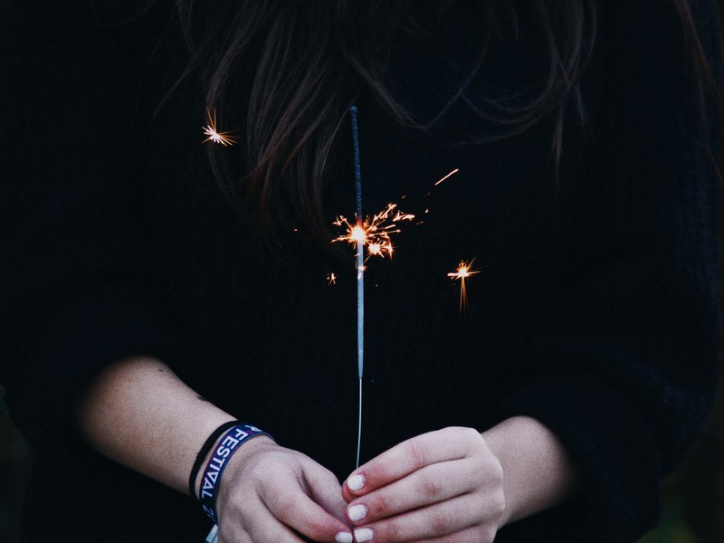 light sparkler spark and hand 4k