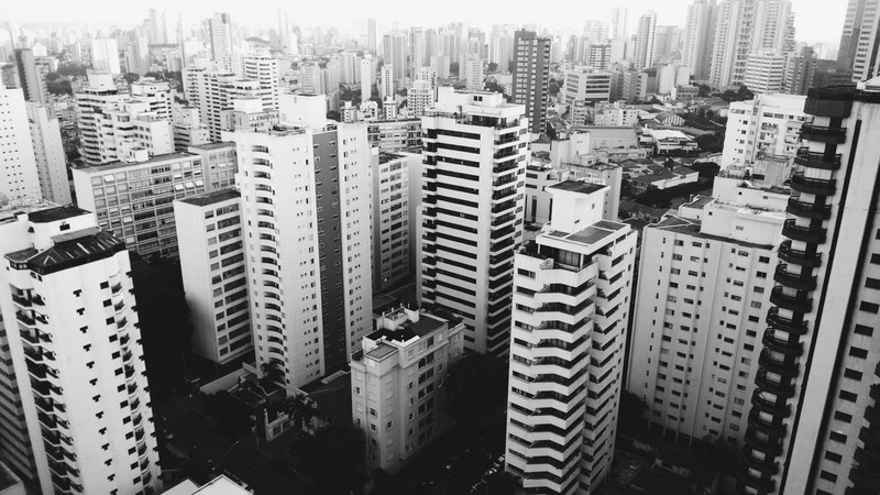 a black and white shot of a residential district in so paulo, so paulo neighborhood 4k