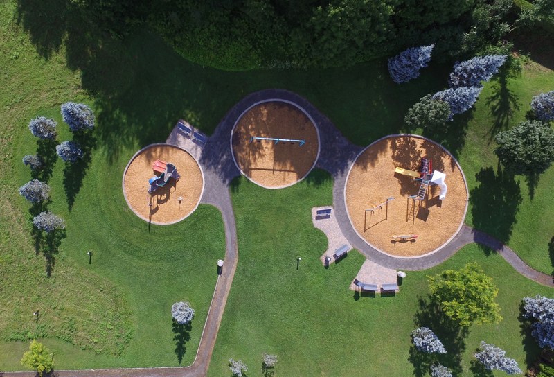 playground park drone view and bird view 4k