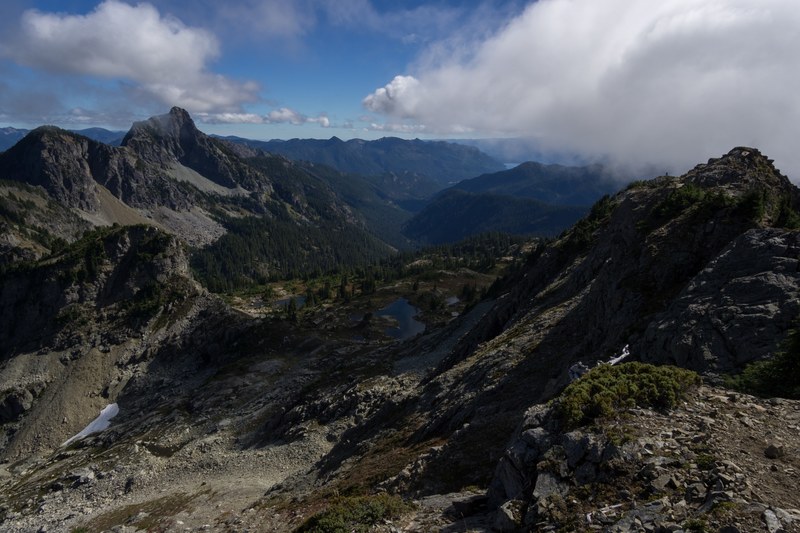 cascade hiking lake and cloud 4k