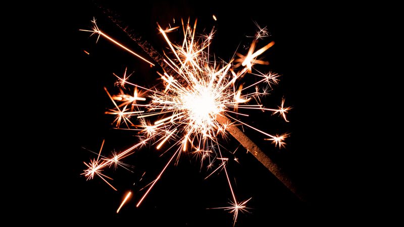 bengal fire, sparks, dark background, shine, 4k