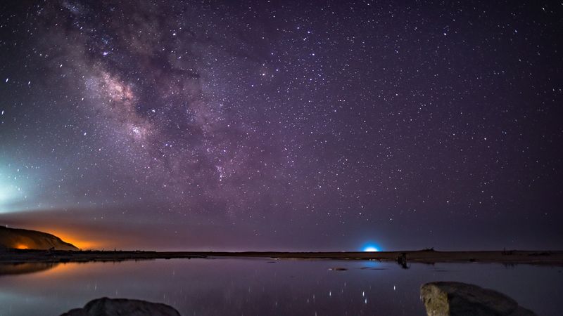stars, starry sky, night, purple, 4k