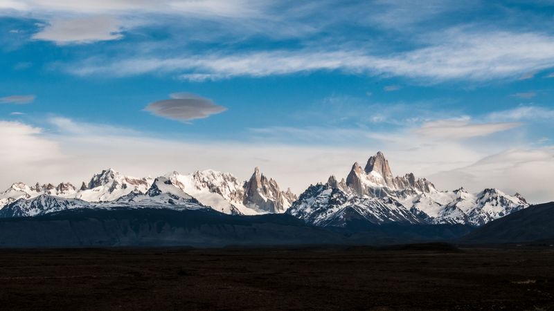 mountains, tops, sky, landscape, 4k