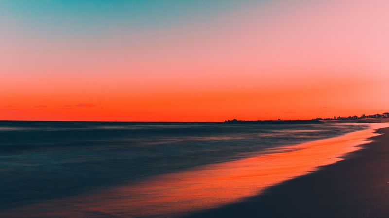 sea, shore, sunset, sky, 4k