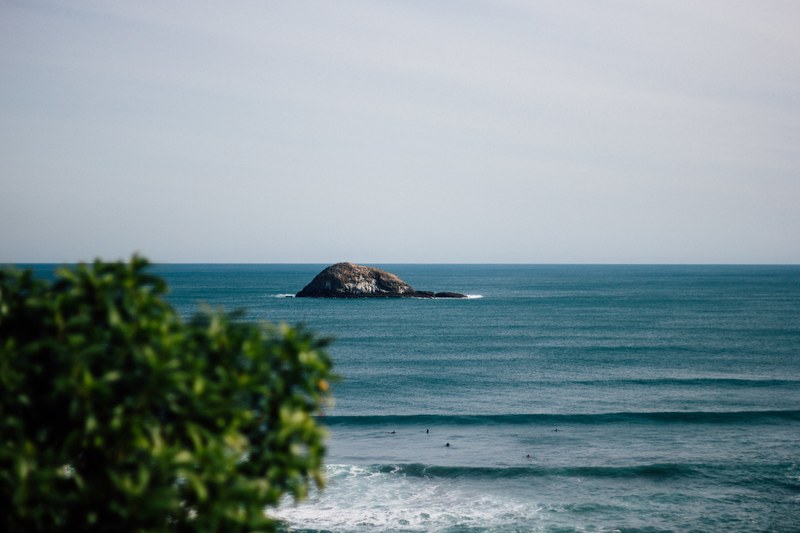 view of the island from the hill at the muriwai beach, ocean island view 4k