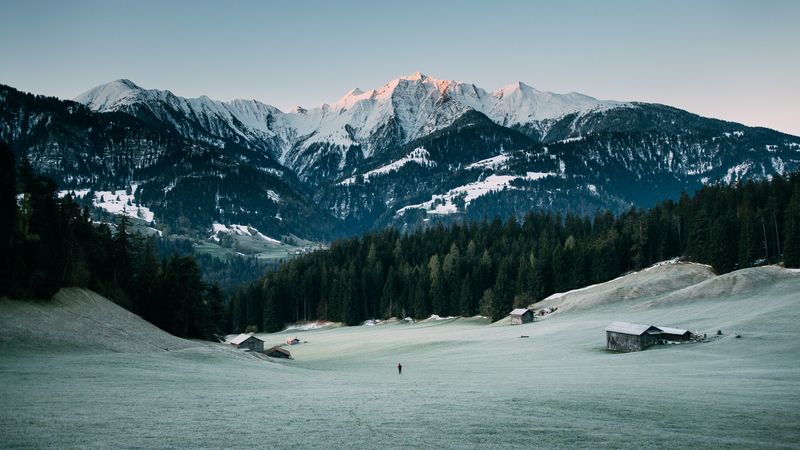 mountains, peaks, snow, 4k