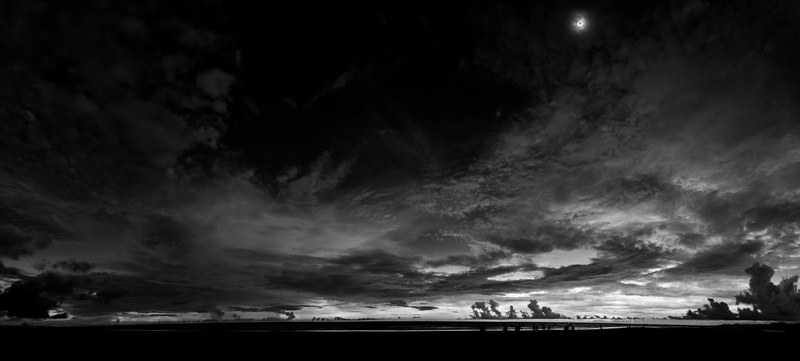 storm clouds in the sky over a country landscape, panoramic totality 4k