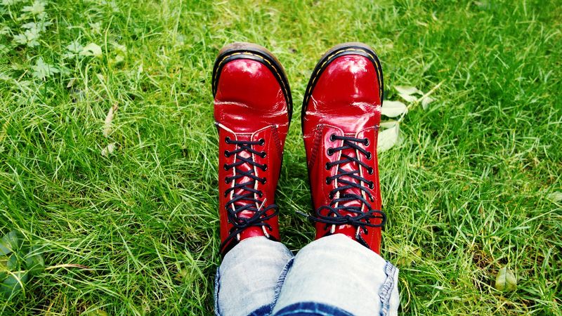 boots, legs, grass, 4k