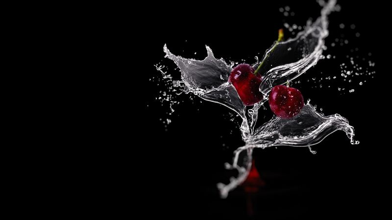 cherry, spray, water, 4k