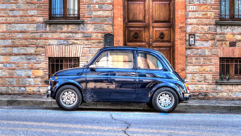 auto, mini, retro, side view, hdr, 4k