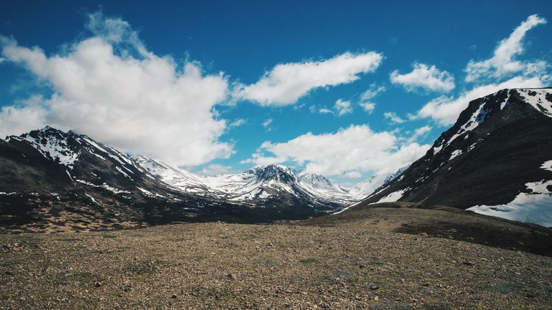 mountains, sky, clouds, 4k