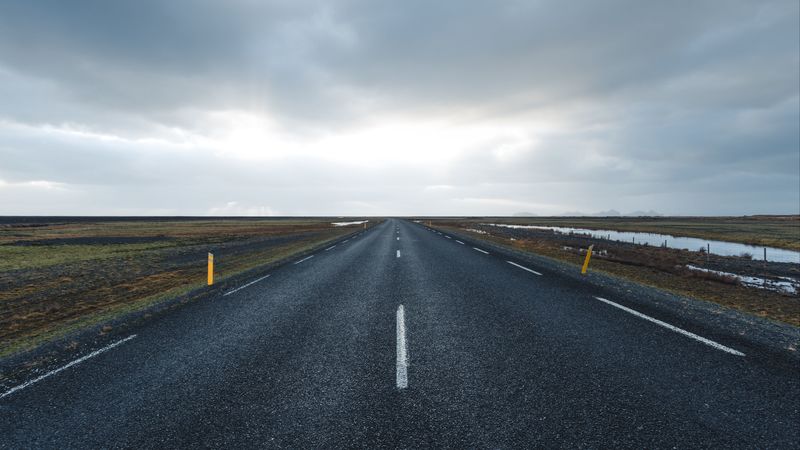 road, horizon, sky, 4k