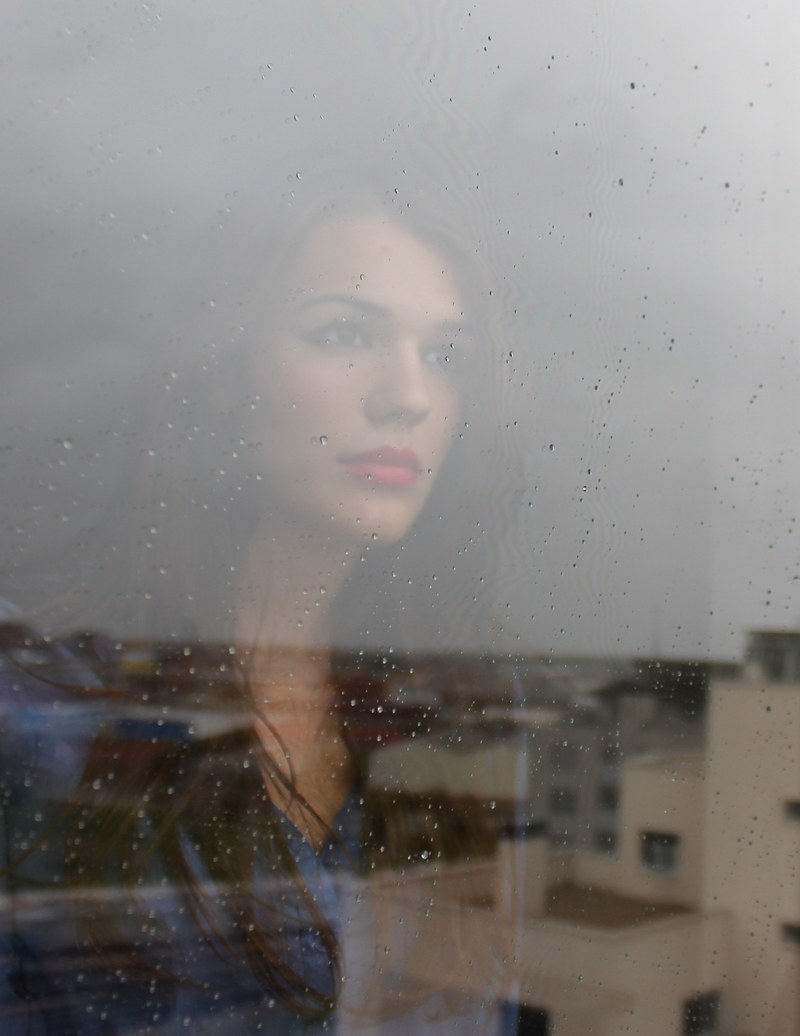 rain window woman and glass hd, 4k