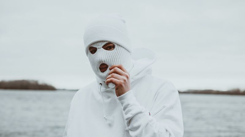 man, mask, balaclava, white, 4k