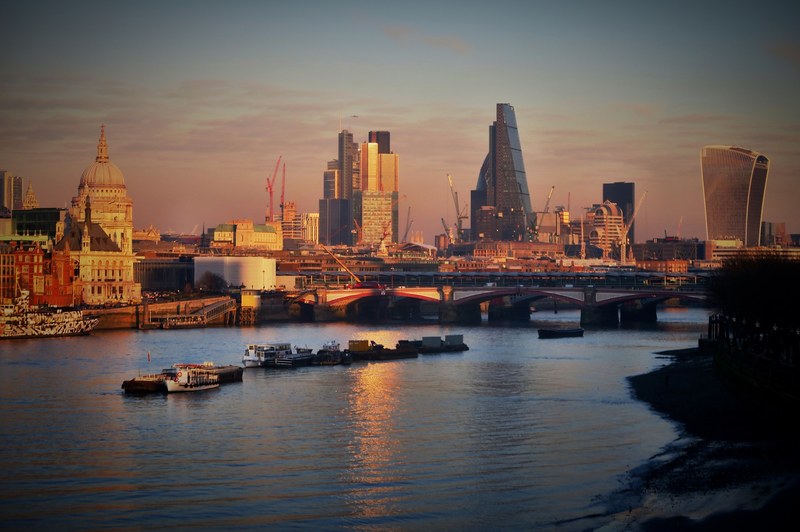 boat cityscape sunset and commute 4k