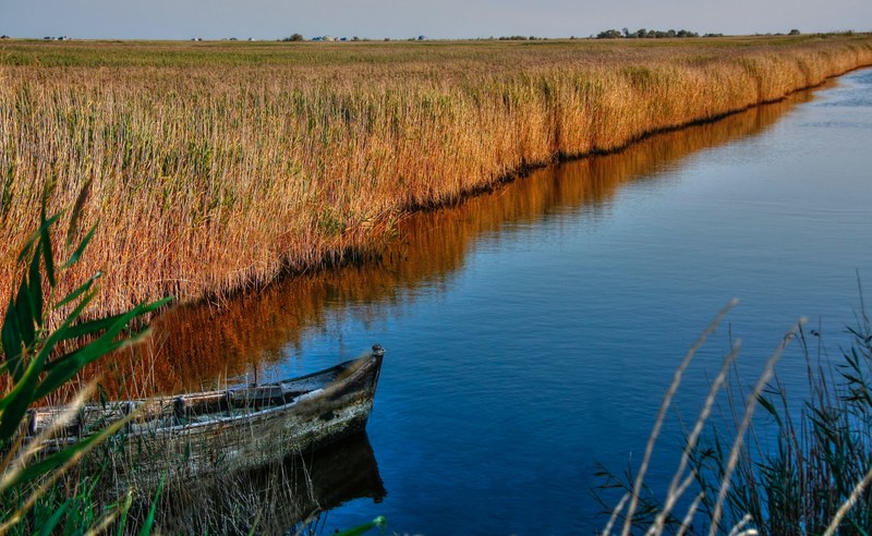 river marsh boat and landscape 4k