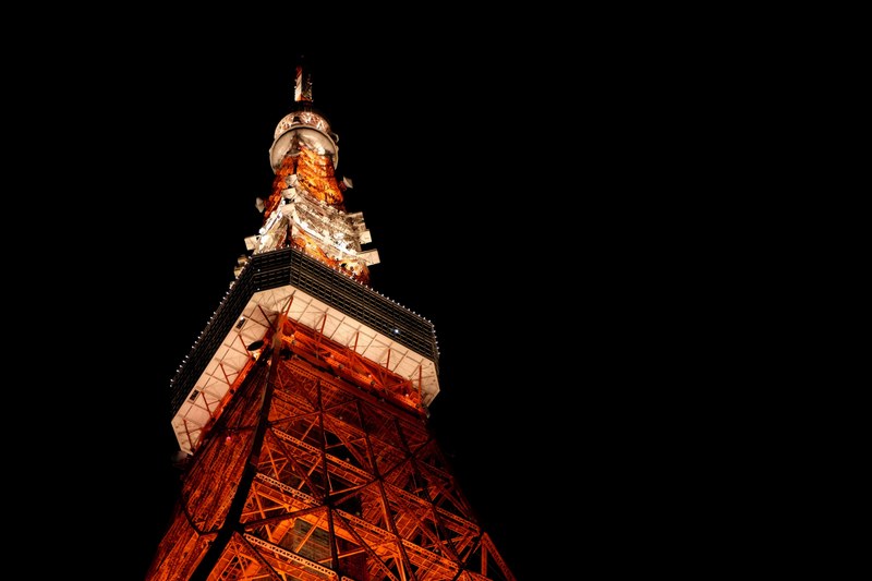 tower japan night and tokyo tower 4k