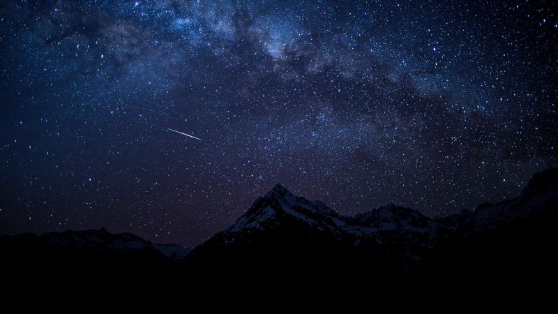 starry sky, night, mountains, 4k