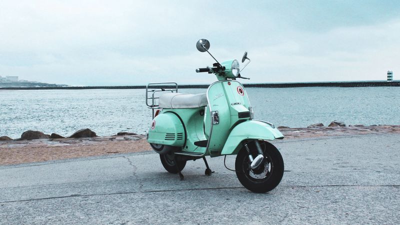 scooter, street, sea, 4k