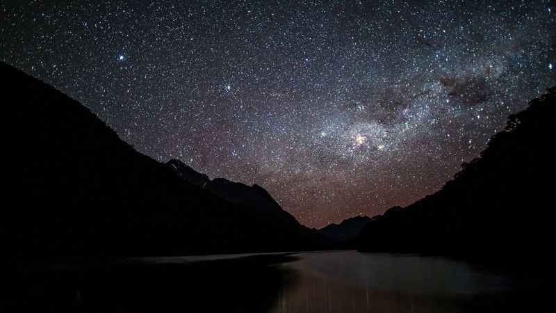starry sky, night, mountains, 4k